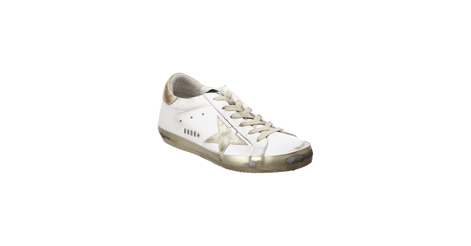 小物 SKYMAPPER | WHITE GOLD BRUSHED Golden Goose Women's Super-Star Sneakers with Gold Sparkle